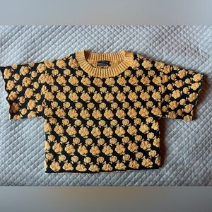 Urban Outfitters Black & Orange Short-Sleeved Sweater